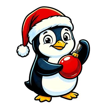 Free Christmas Penguin illustration and picture