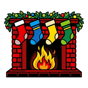 Free Christmas Fireplace Christmas Stockings illustration and picture