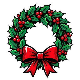 Free Christmas Wreath Holly illustration and picture