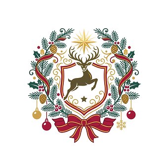 Weihnachten, Winter, Rentier, Kranz