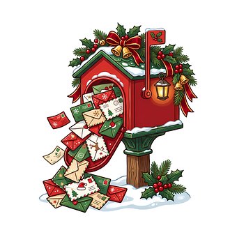Weihnachten, Postkarte, Briefkasten