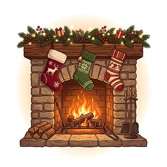 Weihnachten, Kamin, Weihnachtssocke