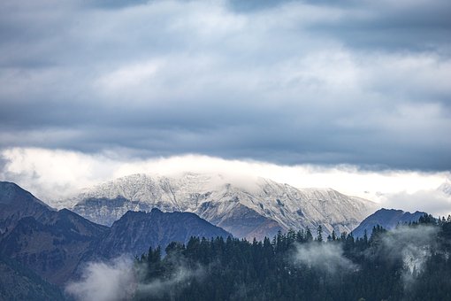 Горы, Снег, Лес, Зимний Пейзаж, Мрачный