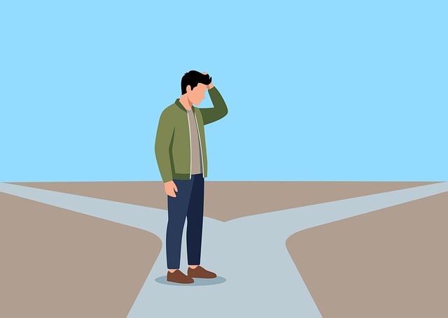 Free decision crossroads confusion vector