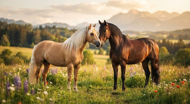 Free Horses Meadow illustration and picture