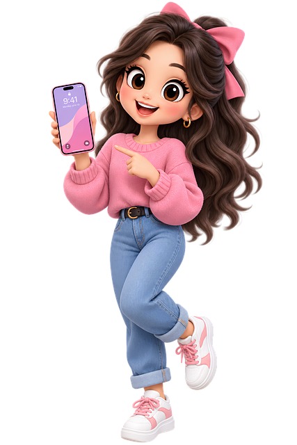 Free woman smartphone cartoon illustration