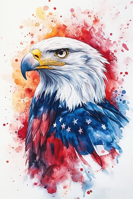 Free Bald Eagle Watercolor illustration and picture