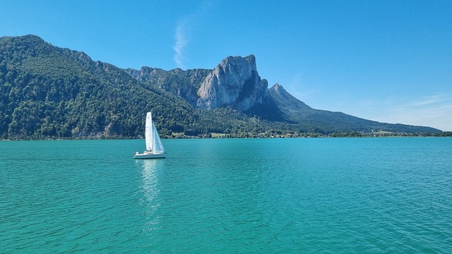 Segelboot, Berge, See, Sommertag, Tal