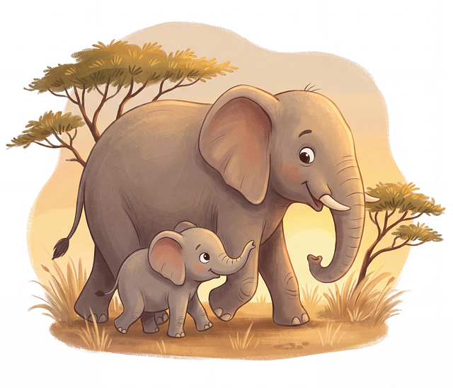 Free elephant baby elephant african savanna illustration