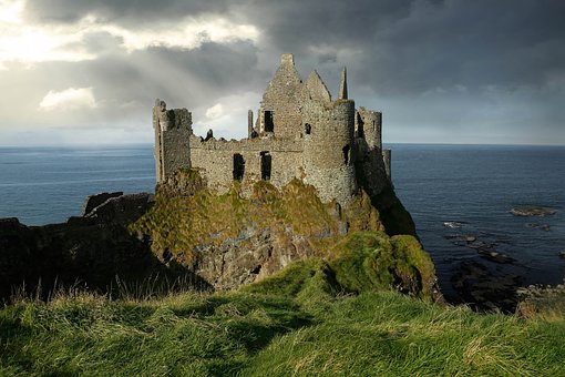 Slott, Ruin, Irland, Hav, Landskap