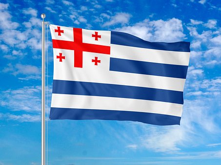Flagge, Georgien, Blaue Streifen, Kreuz