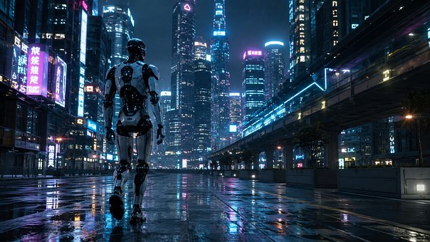 Roboter, Futuristisch, Cyborg, Stadt