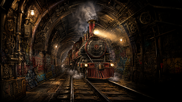 Free steam locomotive tunnel steam illustration