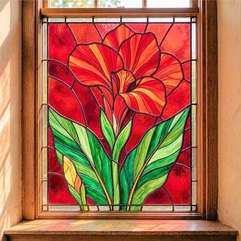 Free Stained Glass Canna Flower illustration and picture