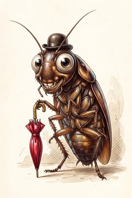 Download free HD stock image of Caricature Cockroach Free caricature cockroach umbrella illustration