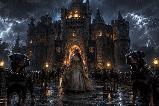 Free Castle Thunderstorm illustration and picture