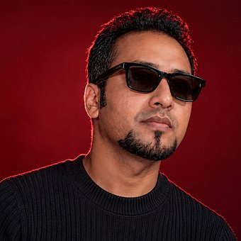 Hombre, Gafas, Barba, Oscuro, Posando