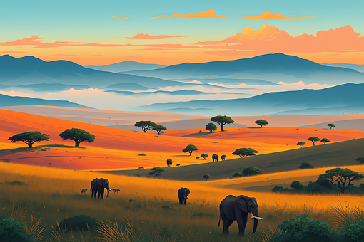 Landskap, Elefant, Savanne, Afrika
