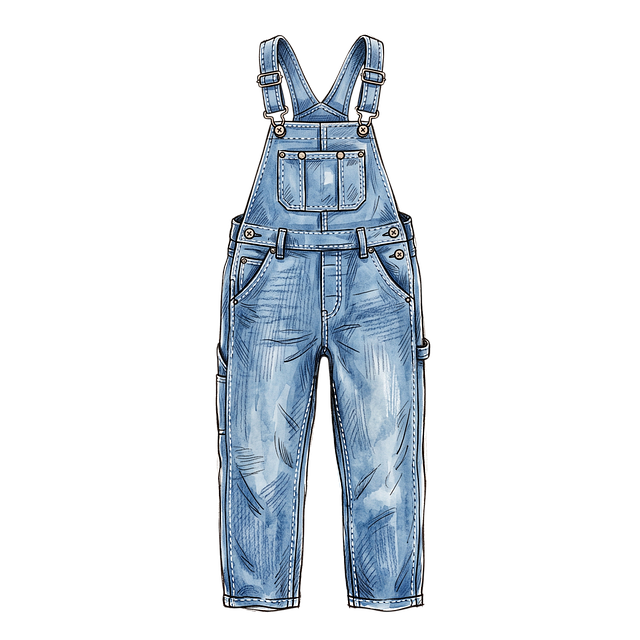 Free overalls denim blue illustration