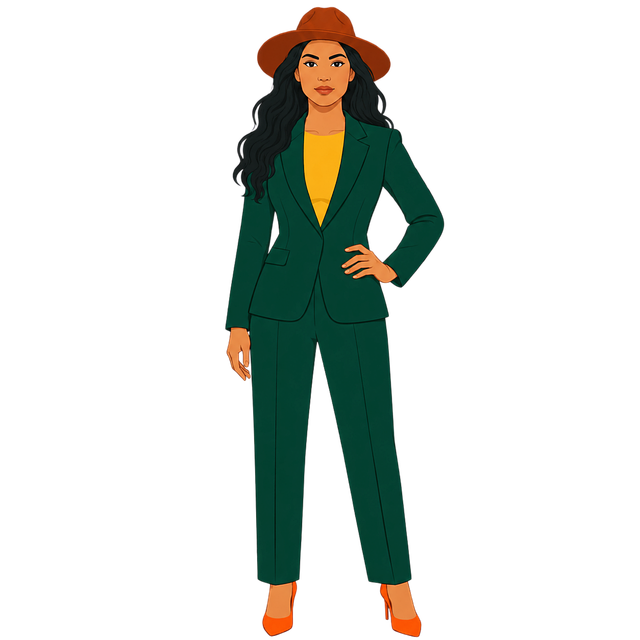 Free businesswoman women's fashion green suit vector