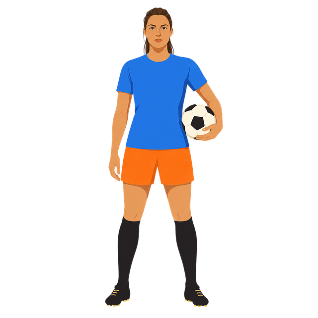 Free female soccer player ball sports uniform vector
