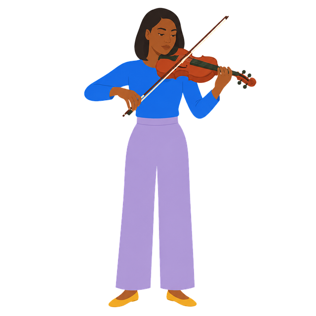 Free female violinist playing violin musician vector