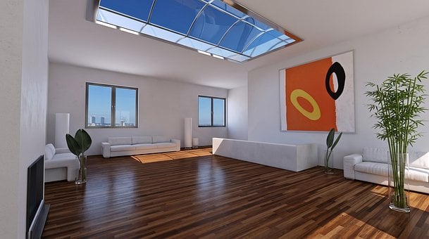 Free Modern Living Room Skylight photo and picture
