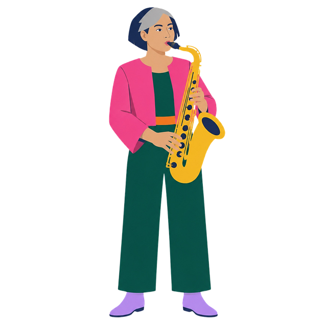 Free saxophonist woman musician vector