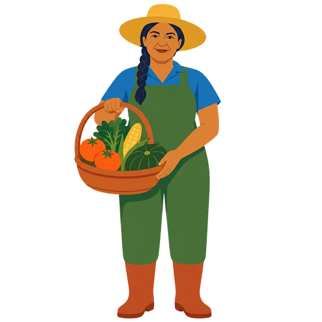 Free mature woman female farmer vegetable farmer vector
