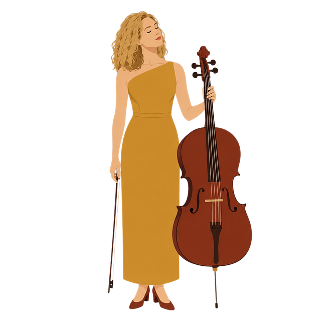 Free cellist classical music yellow dress vector