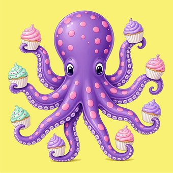Free Octopus Cupcake illustration and picture