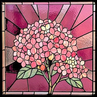 Free Stained Glass Window Hydrangea illustration and picture