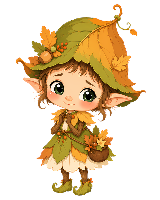 Free autumn elf woodland elf cute elf illustration