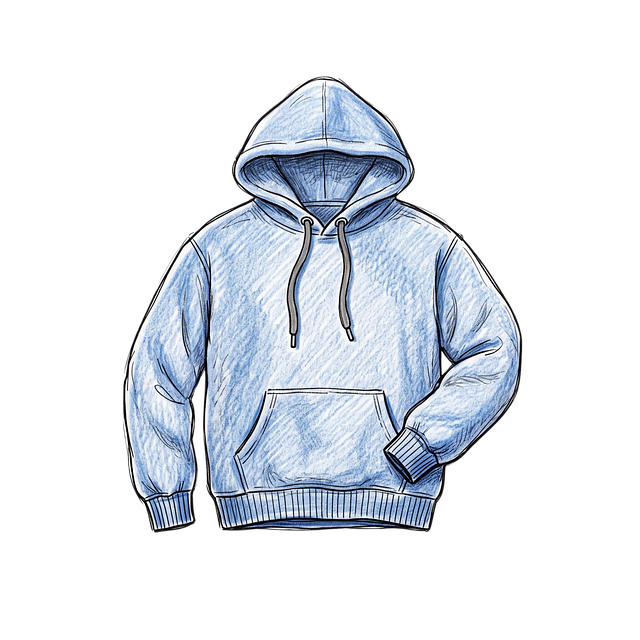 Free hooded sweatshirt light blue sketch illustration