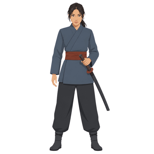 Free female samurai katana japanese warrior illustration