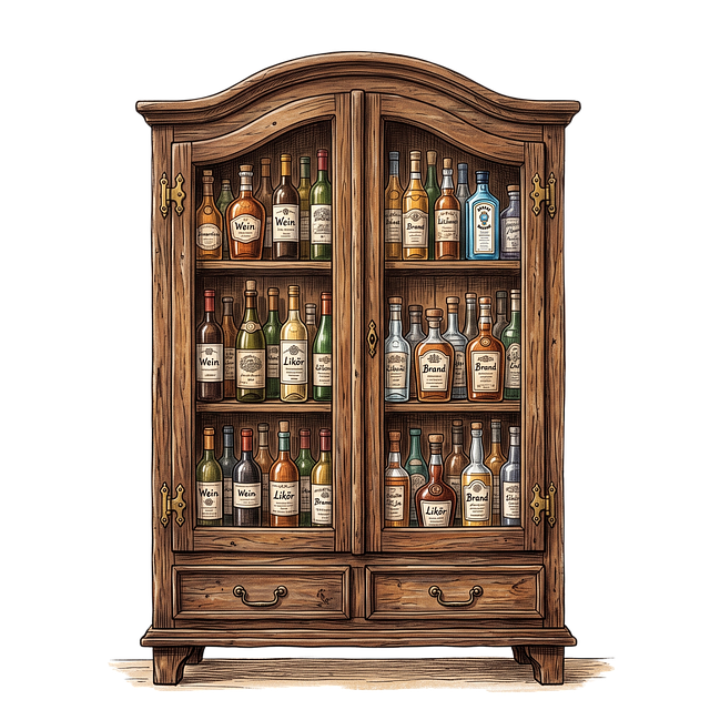 Free cabinet alcoholic beverages wooden illustration