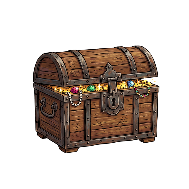 Free pirate treasure chest wooden illustration
