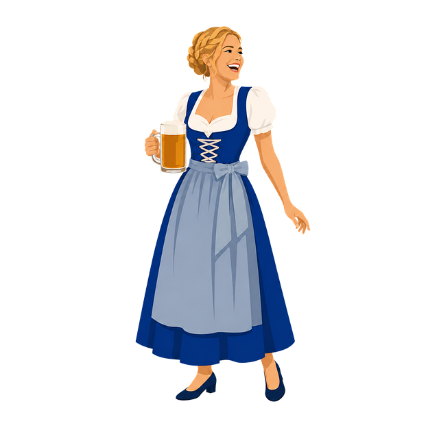 Free bavarian woman oktoberfest beer mug illustration