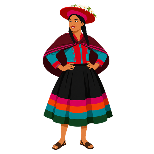 Free andean woman traditional costume south american culture vector