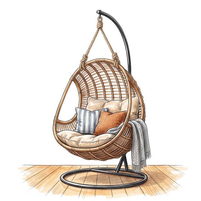 Free hanging-chair rattan cozy illustration