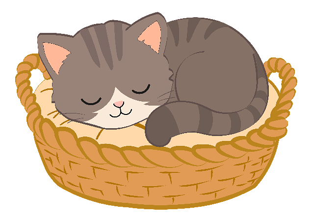 Free cat sleep basket illustration