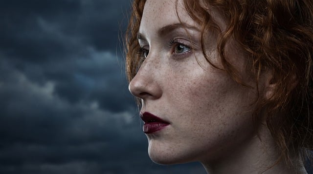 Free woman red hair portrait illustration