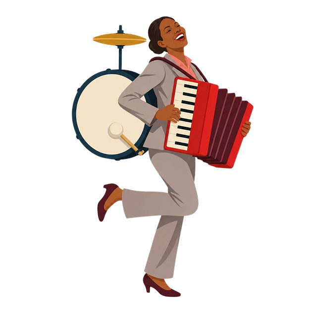 Free musician accordionist drummer vector