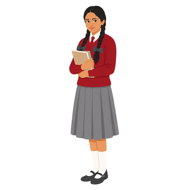 Free schoolgirl school uniform holding books vector