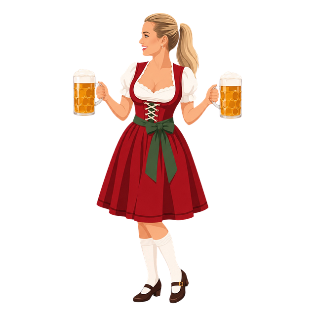 Free bavarian woman oktoberfest beer mugs vector