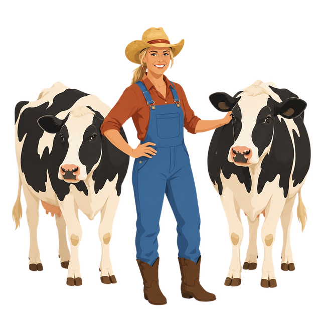 Free dairy farmer holstein cows agriculture vector