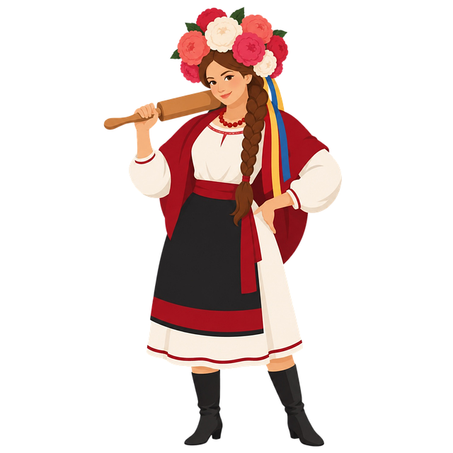 Free ukrainian woman traditional clothing flower wreath vector