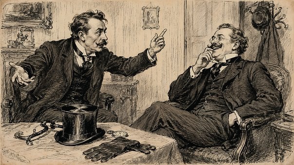 Free Two Gentlemen Animated Conversation illustration and picture