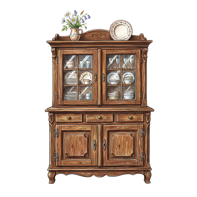Free cabinet kitchen wildflowers illustration