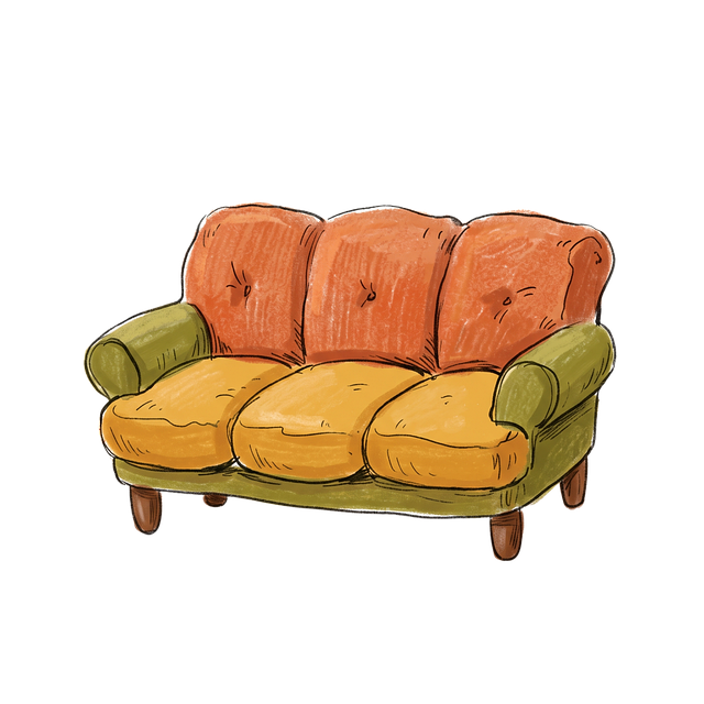 Sofá, Ilustración Digital, Tres Asientos